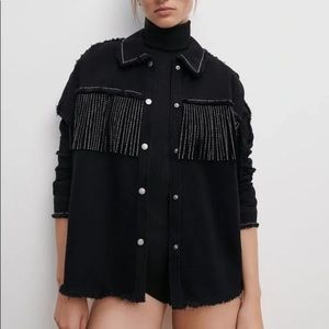 Black fringe sparkle jacket